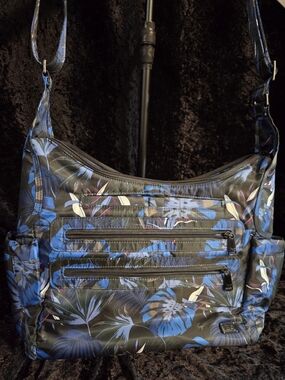 lug Blue Floral Shoulder Bag with Zip Pockets